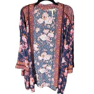Matilda Jane blue floral metallic shrug open front jacket Women’s SZ XL/XXL